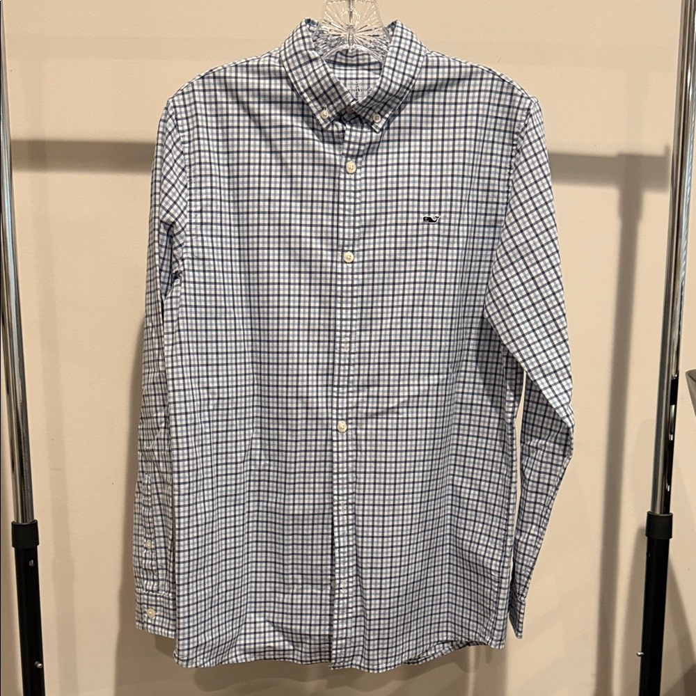 Vineyard Vines Blue and White Plaid Shirt